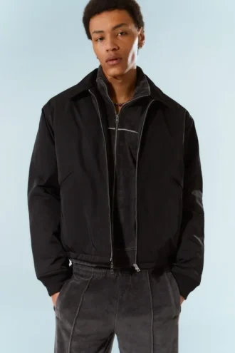 Chaqueta holgada con cremallera – Negro
