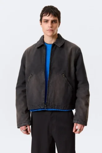 Chaqueta holgada con cremallera – Negro