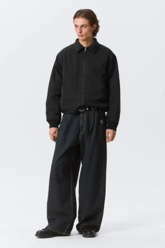 Chaqueta holgada con cremallera – Negro