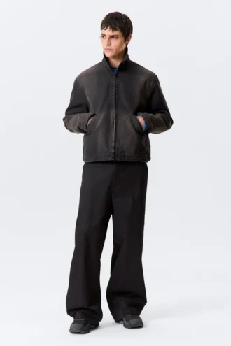 Chaqueta holgada con cremallera – Negro