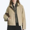 Chaqueta holgada de algodón con cuello de embudo – Beige Chaqueta holgada de algodón con cuello de embudo – Beige