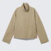 Chaqueta holgada de algodón con cuello de embudo – Beige Chaqueta holgada de algodón con cuello de embudo – Beige