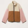 Chaqueta holgada de forro polar con cremallera – Beige/Marrón/Rosa