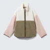 Chaqueta holgada de forro polar con cremallera – Blanco/Caqui/Rosa Chaqueta holgada de forro polar con cremallera – Blanco/Caqui/Rosa