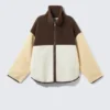 Chaqueta holgada de forro polar con cremallera – Marrón/Blanco/Amarillo Chaqueta holgada de forro polar con cremallera – Marrón/Blanco/Amarillo
