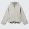Chaqueta holgada de lona con capucha – Gris claro empolvado Chaqueta holgada de lona con capucha – Gris claro empolvado