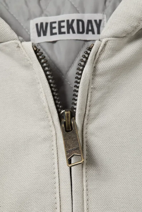 Chaqueta holgada de lona con capucha – Gris claro empolvado Chaqueta holgada de lona con capucha – Gris claro empolvado