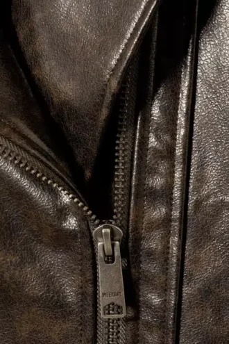Chaqueta motera oversize de imitación de cuero – Marrón oscuro