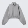 Chaqueta oversize con cremallera de tejido scuba – Gris jaspeado