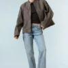 Chaqueta oversize de lona lavada – Gris Chaqueta oversize de lona lavada – Gris
