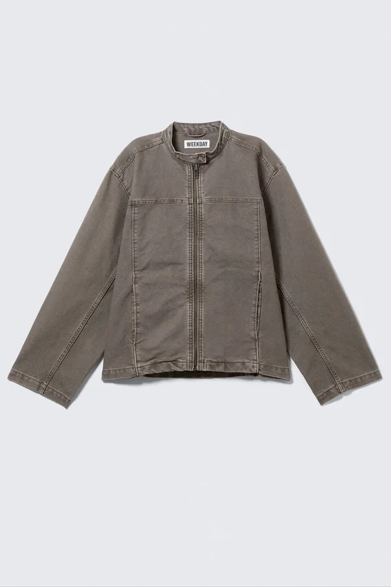 Chaqueta oversize de lona lavada – Gris Chaqueta oversize de lona lavada – Gris