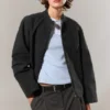 Chaqueta oversize de lona lavada – Negro Chaqueta oversize de lona lavada – Negro
