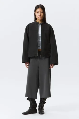 Chaqueta oversize de lona lavada – Negro