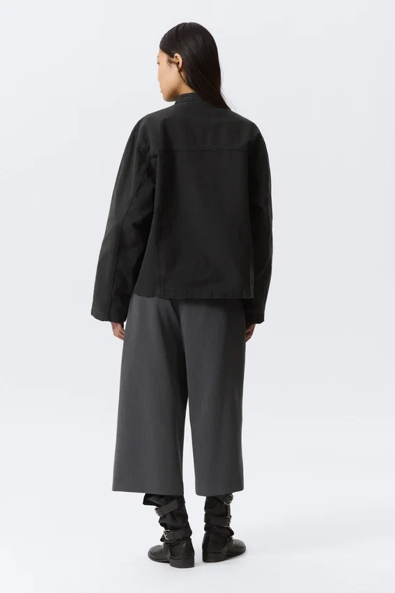 Chaqueta oversize de lona lavada – Negro Chaqueta oversize de lona lavada – Negro