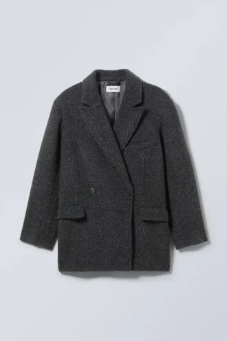 Chaqueta oversize de mezcla de lana Carla – Espiga gris
