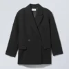 Chaqueta oversize de mezcla de lana Carla – Negro