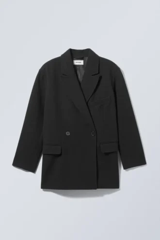 Chaqueta oversize de mezcla de lana Carla – Negro