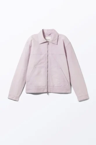 Chaqueta Oxford con cremallera bidireccional – Morado claro apagado
