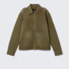 Chaqueta Oxford con cremallera bidireccional – Verde caqui oscuro