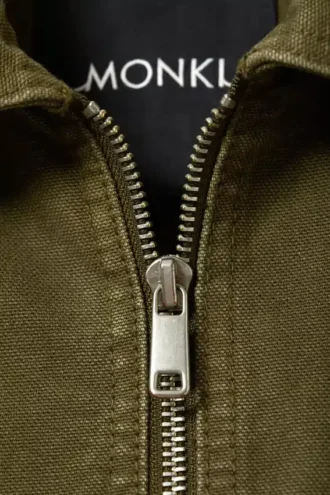 Chaqueta Oxford con cremallera bidireccional – Verde caqui oscuro