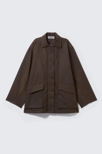 Chaqueta utilitaria de algodón encerado – Marrón oscuro