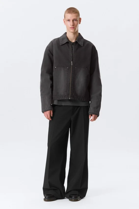 Chaqueta utilitaria de corte holgado y lavado – Negro lavado Chaqueta utilitaria de corte holgado y lavado – Negro lavado
