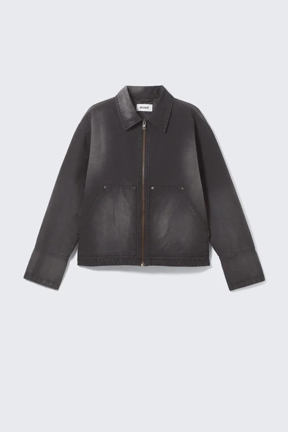 Chaqueta utilitaria de corte holgado y lavado – Negro lavado Chaqueta utilitaria de corte holgado y lavado – Negro lavado