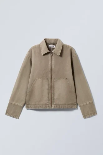 Chaqueta utilitaria lavada de corte holgado – Dusty Mole