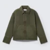 Chaqueta utilitaria lavada de corte holgado – Verde caqui oscuro Chaqueta utilitaria lavada de corte holgado – Verde caqui oscuro