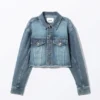 Chaqueta vaquera corta oversize con mangas acampanadas – Azul Starling