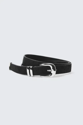 Cinturón de imitación de cuero estilo western – Negro