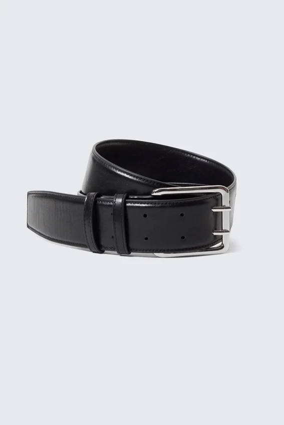 Cinturón de piel sintética con doble hebilla – Negro Cinturón de piel sintética con doble hebilla – Negro