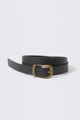 Cinturón fino de imitación de piel – Negro – Hebilla de latón