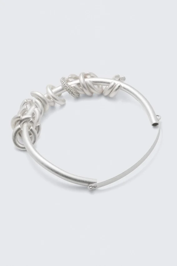 Collar de anillos múltiples chapado en plata – Plata Collar de anillos múltiples chapado en plata – Plata
