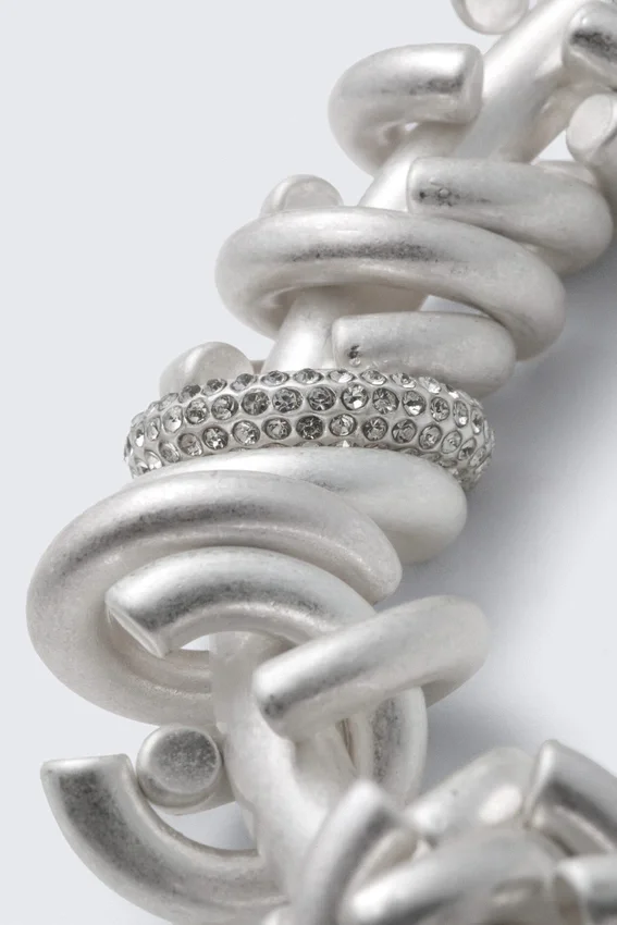 Collar de anillos múltiples chapado en plata – Plata Collar de anillos múltiples chapado en plata – Plata