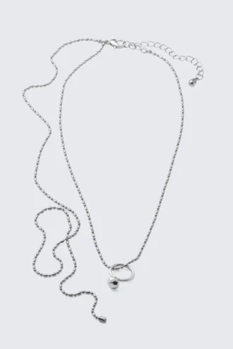 Collar de cadena de anillas largas – Plata