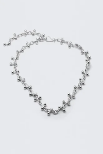 Collar de cadena tipo barbell – Plata