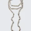 Collar gargantilla con tachuelas de mezcla de lino – Beige