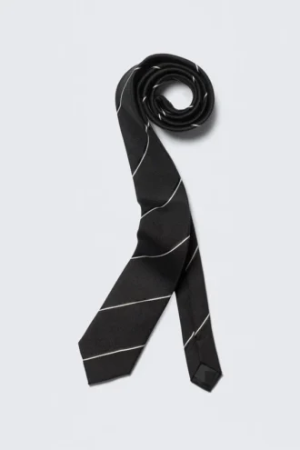 Corbata estrecha a rayas – Negro a rayas