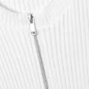 Cárdigan ajustado con cremallera y canalé – Blanco roto Cárdigan ajustado con cremallera y canalé – Blanco roto