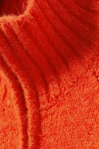 Cárdigan ajustado de punto suave con cremallera – Naranja brillante