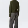 Cárdigan ajustado de punto suave con cremallera – Verde musgo oscuro Cárdigan ajustado de punto suave con cremallera – Verde musgo oscuro