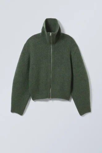 Cárdigan Bea con cremallera – Verde oscuro