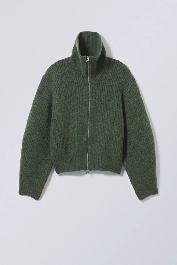 Cárdigan Bea con cremallera – Verde oscuro Cárdigan Bea con cremallera – Verde oscuro