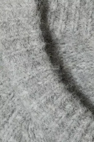 Cárdigan con cremallera de mezcla de lana y mangas raglán – Gris jaspeado