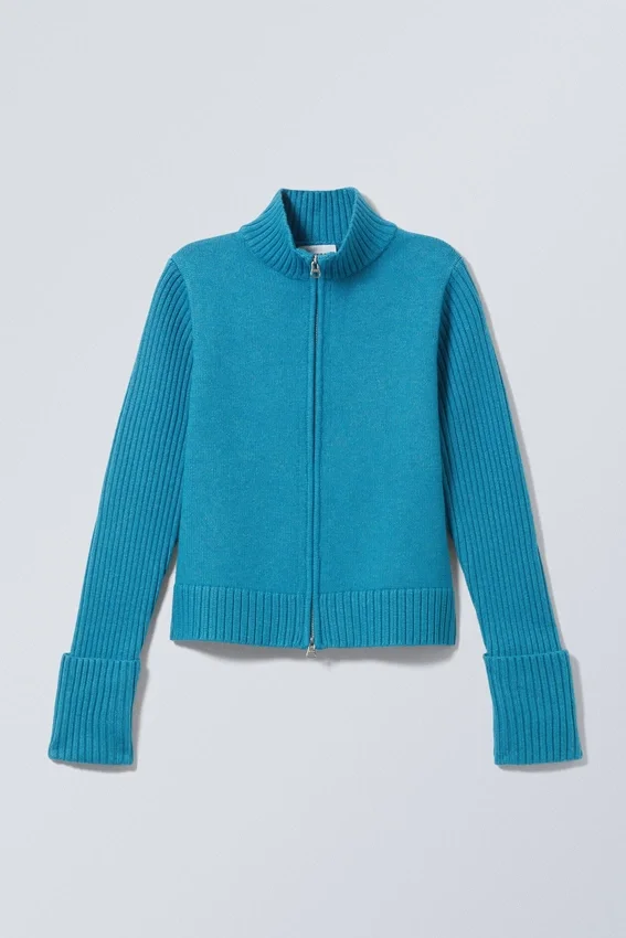 Cárdigan con cremallera Winona – Azul brillante Cárdigan con cremallera Winona – Azul brillante