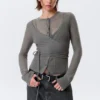 Cárdigan cruzado con botones de mezcla de lana – Gris Cárdigan cruzado con botones de mezcla de lana – Gris
