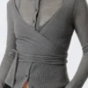 Cárdigan cruzado con botones de mezcla de lana – Gris Cárdigan cruzado con botones de mezcla de lana – Gris