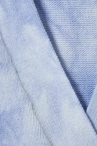 Cárdigan de algodón de punto jacquard – Azul lavado – Tie-dye