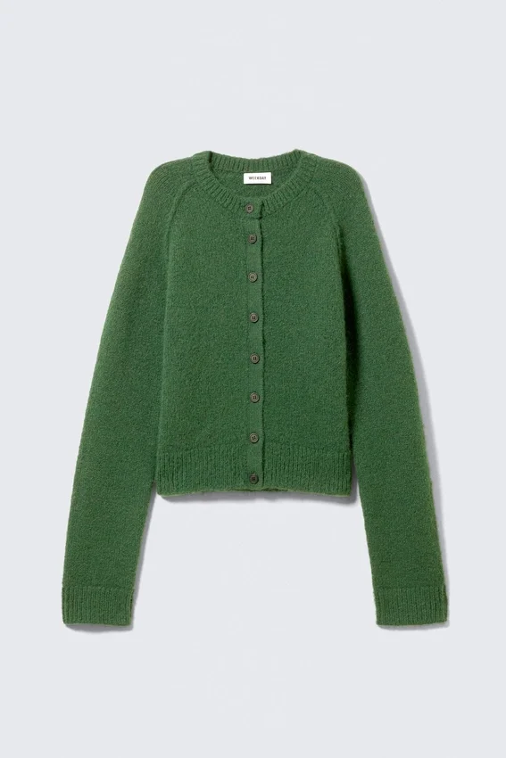 Cárdigan de mezcla de lana de corte entallado y suave – Verde oscuro Cárdigan de mezcla de lana de corte entallado y suave – Verde oscuro